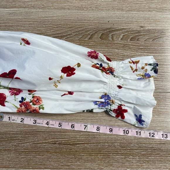 Zara White Floral Off-Shoulder Top Size Small - Picture 10 of 12